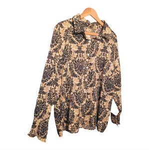 Chic Damask Blue Parsley Oversized Buttondown Shirt